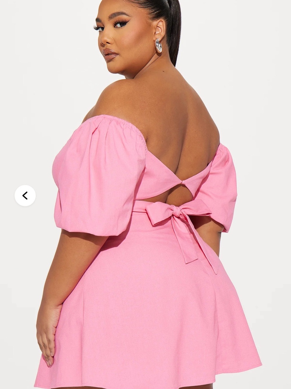 Fashion Nova Pink Off-Shoulder Back-Tie Linen Mini Dress size 1X